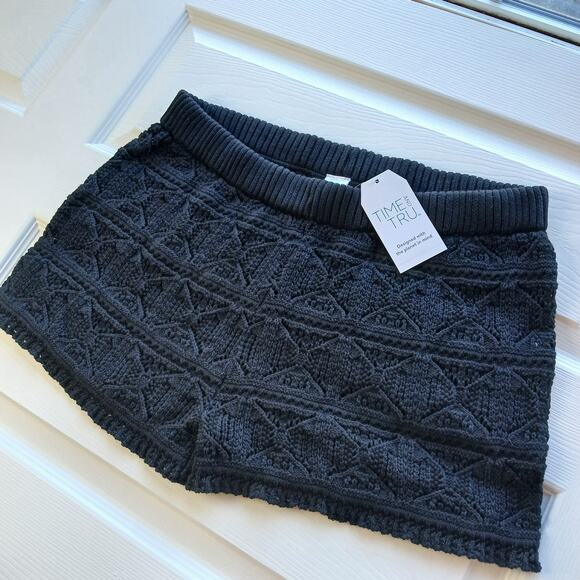 Time and Tru Missy Coverup Black Knit Lace Shorts XL (16-18) cotton high-waisted - Picture 2 of 11